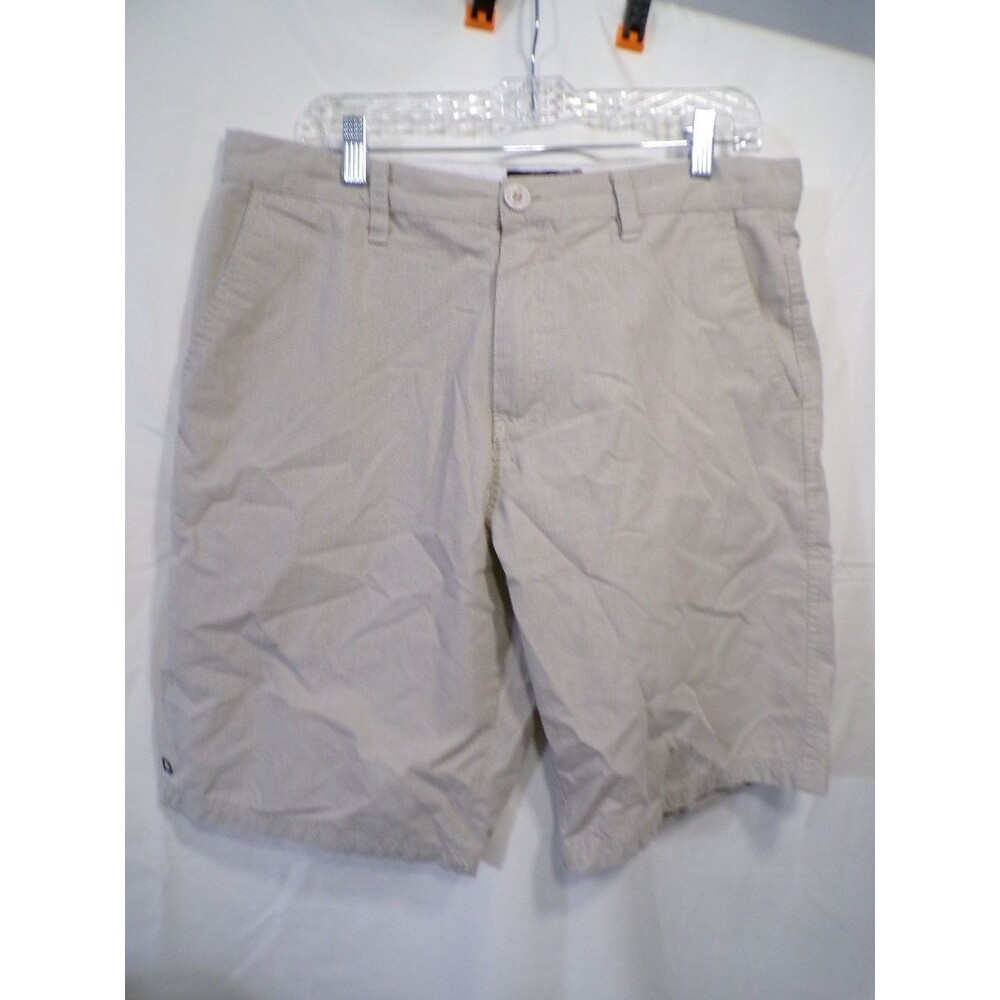 MICROS Men's Chino Shorts Beige Tan Size 34 Flat Front Casual